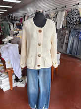 Cream Knit Cardigan w/Big Buttons