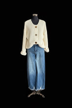 Cream Knit Cardigan w/Big Buttons