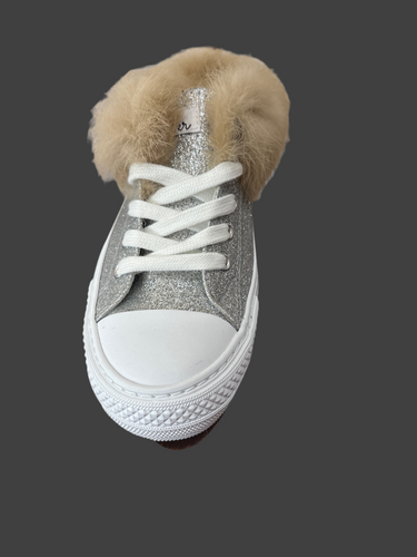 Silver Glittery Fur Lined Mule Sneakers