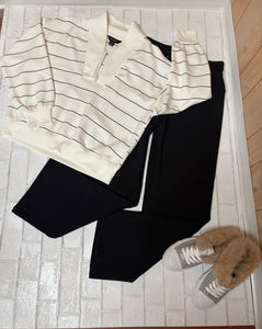 Cream/Black Stripped Set
