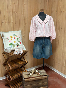 Striped Pink Top w/Collar