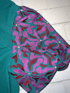 Green Top with Multi Print Sleeves