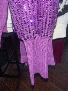 Eggplant Sequin Sleeve Blouse