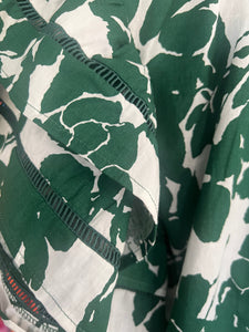 Ruffled Sleeve Green/White Top