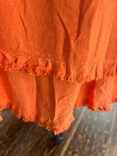 Carrot Linen Dress with Crochet Sleeves