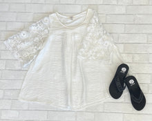 White Top with Lace Sleeves