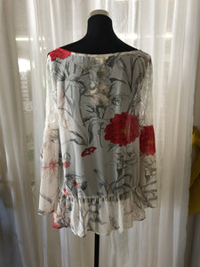 Chiffon Flower Top With Lace Details