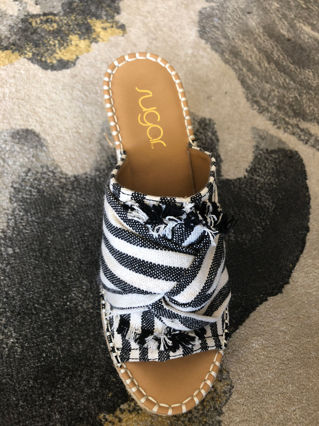 Natural & Black Stripe Wedge