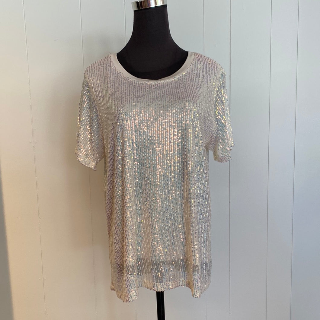 Cream Mini Sequin Top