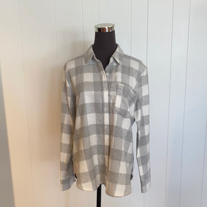 Grey Plaid Flannel Shirt