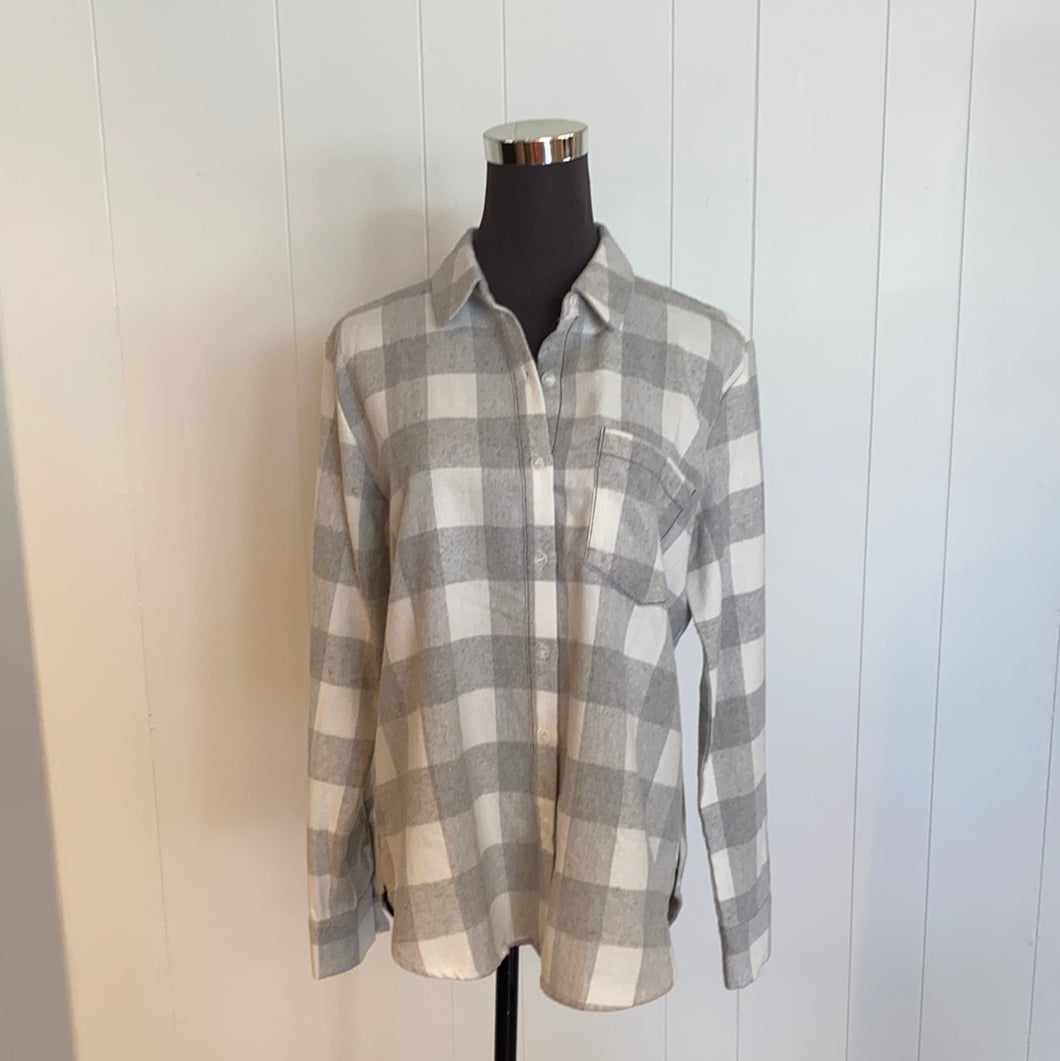 Grey Plaid Flannel Shirt