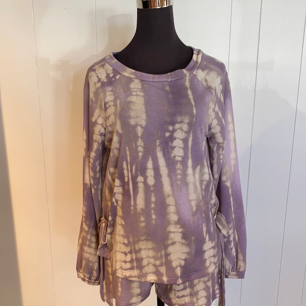 Lilac Long Sleeve Shorts Set