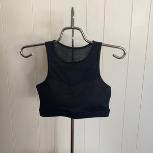 Black Sweetheart Sports Bra with Mesh Features