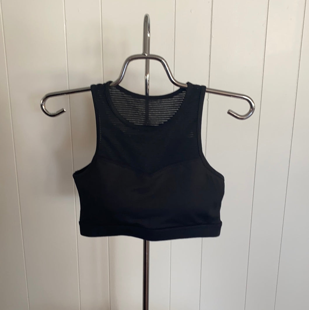Black Sweetheart Sports Bra with Mesh Features