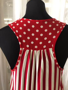 Red & White Stripes and Polka Dot Top