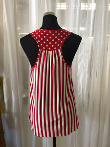 Red & White Stripes and Polka Dot Top