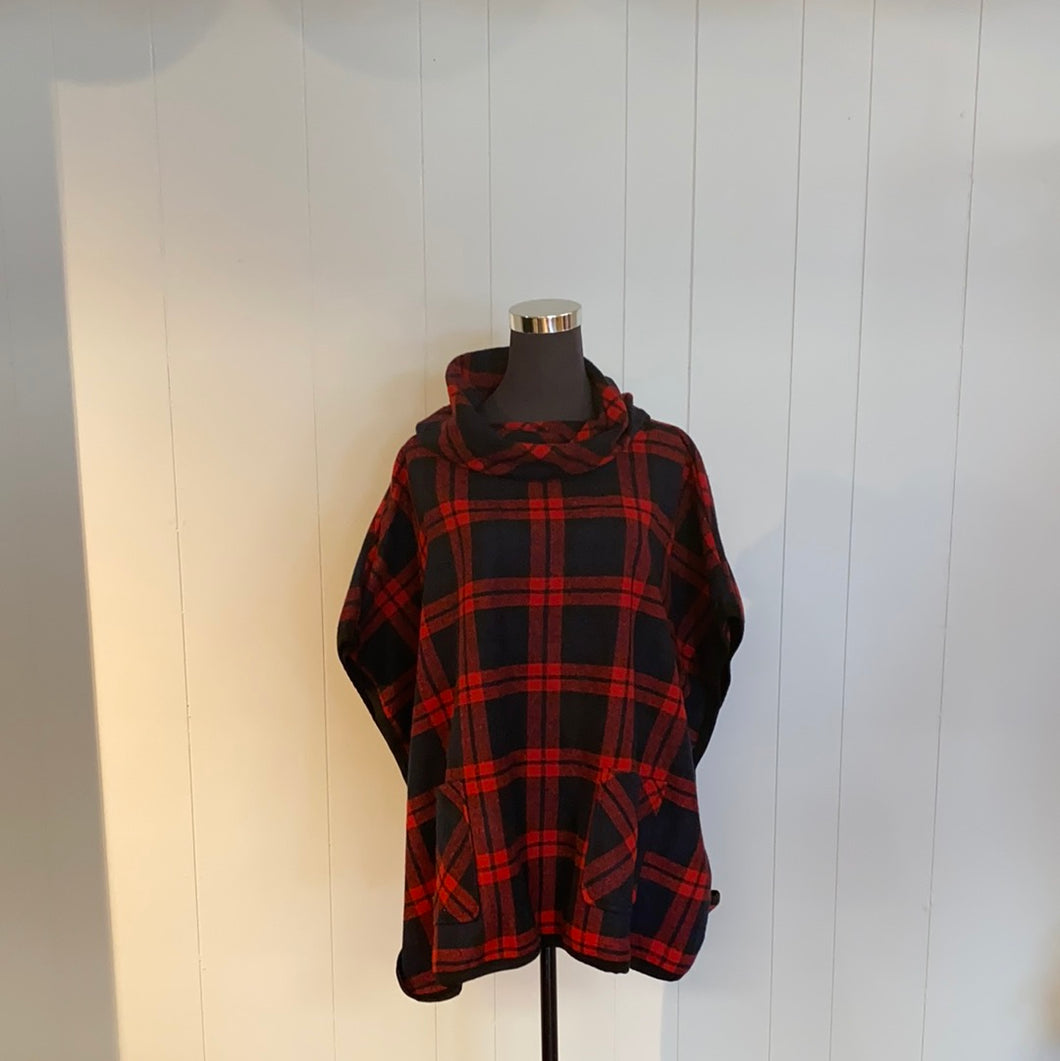 Red Plaid Poncho