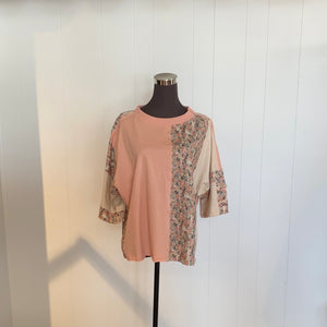 Coral Print Mix Blouse