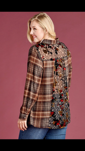 Curvaceous Plaid Shirt with Velvet Back