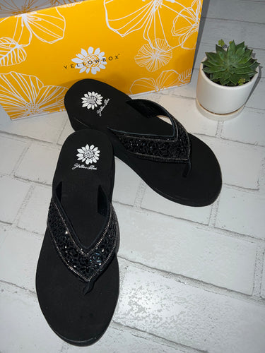 Yellowbox Black Skorpio Wedge Flip Flop
