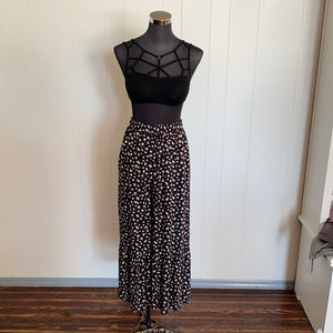 Black Floral Wide Leg Pants