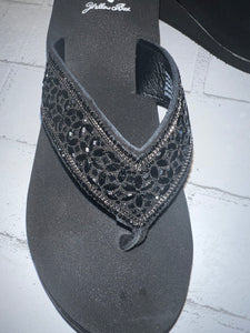 Yellowbox Black Skorpio Wedge Flip Flop