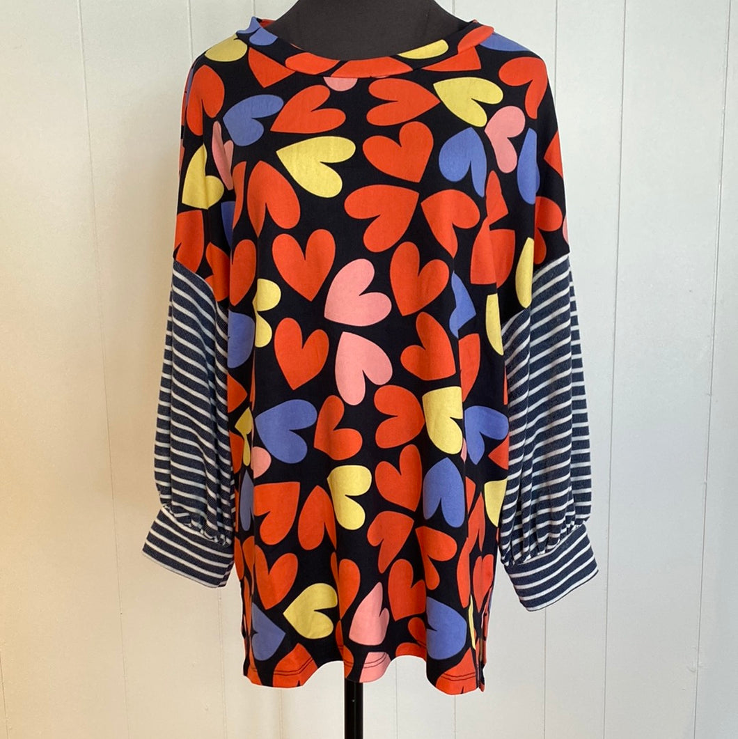 Navy Heart Print Tee