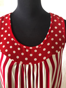 Red & White Stripes and Polka Dot Top