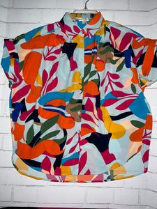Short Sleeve Multicolor Print Top