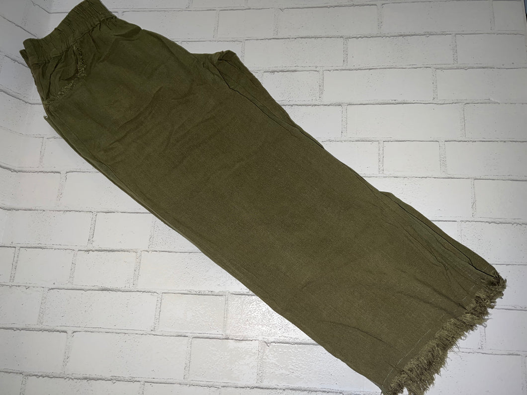 Lt Olive Linen Pants with Pocket