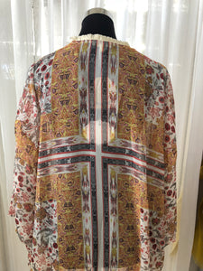 Floral Kimono with a Cross on Back