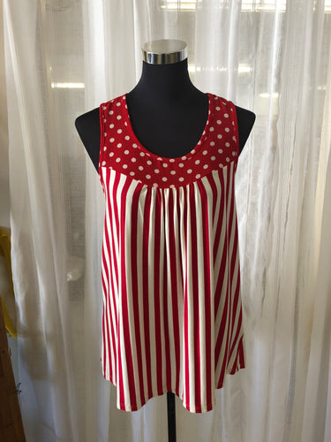 Red & White Stripes and Polka Dot Top