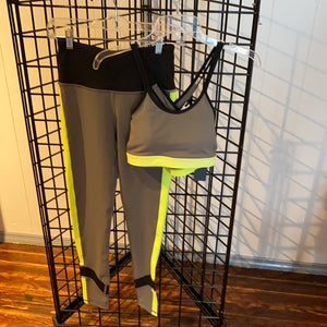 Grey/Neon Yellow Leggings