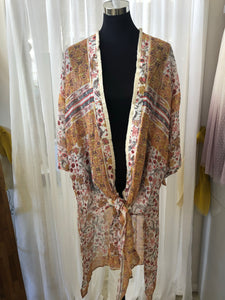 Floral Kimono with a Cross on Back