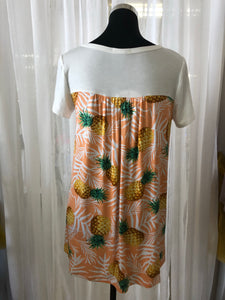 Pineapple Print Pocket & Back Tee